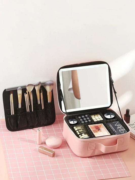 Estuche Organizador de Maquillaje con Espejo LED "Glamnest"
